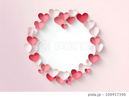 Paper hearts on white background with copy space for valentine day. 3D rendering. 109457390