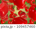 Red bulgarian peppers falling down 109457460