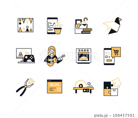 Hobby for an introvert - line design style icons set 109457591