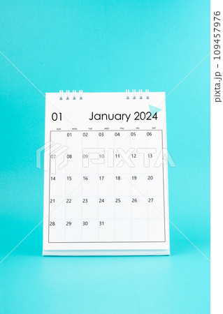 2024 January white desk calendar. 2024 January white desk calendar. 109457976