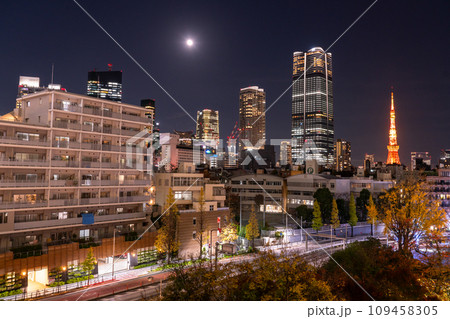 《東京都》東京タワーと摩天楼の夜景 《東京都》東京タワーと摩天楼の夜景 109458305
