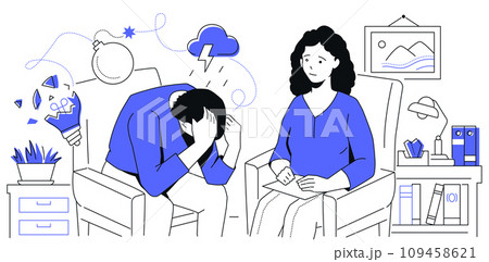 Session with a psychologist - modern line design style illustration 109458621