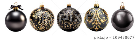 AI-generated content. Black Christmas Balls Realistic 3D Style Set 109458677