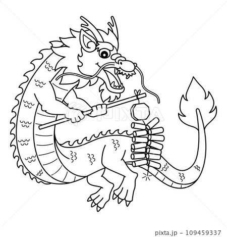 Year of the Dragon Fireworks Isolated Coloring 109459337