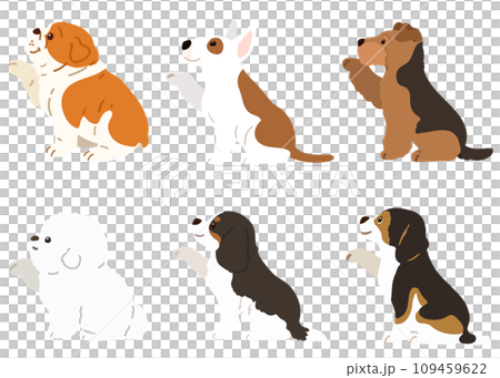 簡單可愛的中型狗狗牽手插畫，無主線 109459622