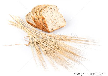 fresh bread and wheat on white fresh bread and wheat on white 109460237