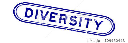 Grunge blue diversity word rubber seal stamp on white background 109460448
