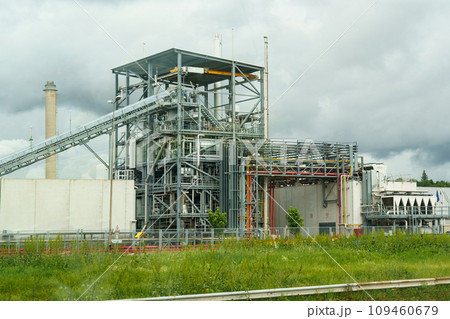 Gas turbine electrical power plant with in Twilight power for factory energy concept. Gas turbine electrical power plant with in Twilight power for factory energy concept. 109460679