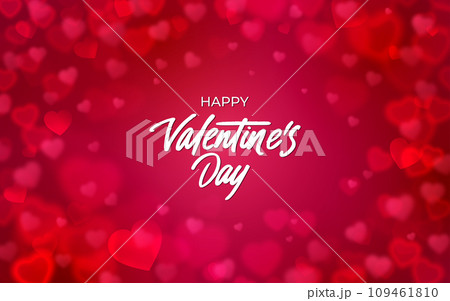 Red heart shape bokeh abstract background. Valentines Day card poster banner. Love backdrop, abstract transparent defocused red hearts 109461810