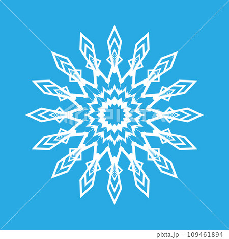 Vector illustration. White snowflake icon on a blue background. Winter. 109461894