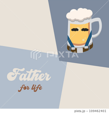 Hipster beer character with mustache Father day template Vector Hipster beer character with mustache Father day template Vector 109462401