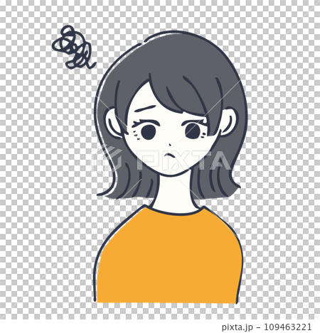 Upper body of a woman with a troubled expression 109463221