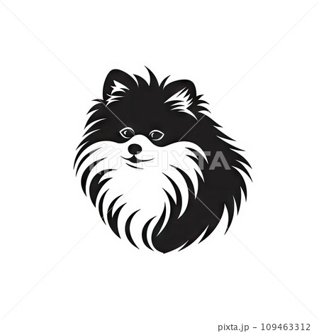 Pomeranian Icon, Small Dog Black Silhouette, Puppy Pictogram, Pet Outline, Pomeranian Symbol Isolated 109463312