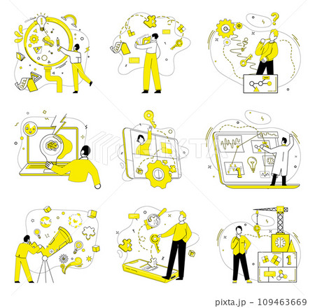 Creative solutions vector illustration. Uncommon intellect is cornerstone creating and implementing intelligent solutions Success in business requires ability to generate and implement unusual ideas 109463669