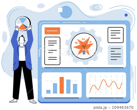 Business data analysis vector illustration. Business strategy is roadmap to treasure data exploration Employment takes flight on wings analytic investigation The heartbeat business echoes in chambers 109463670