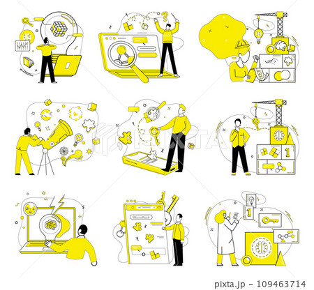 Creative solutions vector illustration. Unleash power improvement through continuous stream innovative business strategies Creative solutions are heartbeat business pulsating with success 109463714