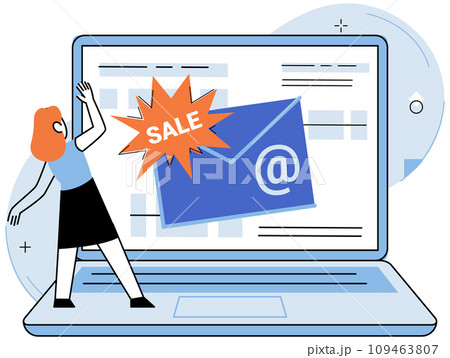 Email marketing vector illustration. The email marketing concept emphasizes importance personalized and targeted strategies Technology plays vital role in automating and optimizing email marketing 109463807