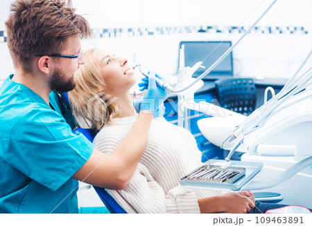Patient and dentist in the dental office 109463891