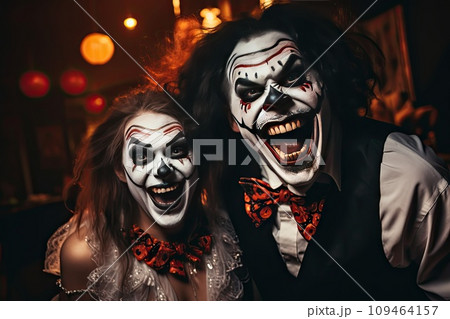 Happy Friends with Scary Makeup, Monster Masquerade, Halloween Makeup, Generative AI Illustration Happy Friends with Scary Makeup, Monster Masquerade, Halloween Makeup, Generative AI Illustration 109464157