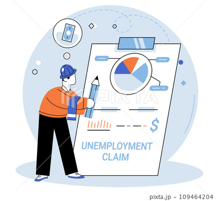 Unemployment. Vector illustration. The unemployment concept encompasses challenges faced by those out work Frustration and despair often accompany difficulties unemployment Addressing unemployment 109464204