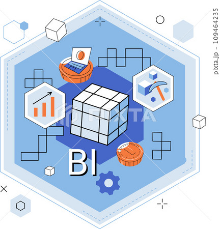 Business intelligence. Vector illustration Flat design elements create sleek and modern visual aesthetic Charts provide visual representation datpatterns and trends Development is essential 109464235