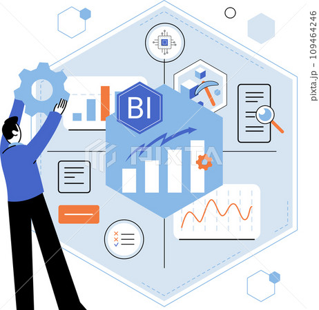 Business intelligence. Vector illustration Development is essential for adapting to changing market dynamics Graphs help in visualizing datrelationships and performance Infographics simplify complex 109464246