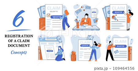 Claim vector illustration. Register your claim effortlessly, turning complex paperwork into straightforward process Compensate wisely by navigating claim form with clear financial statement Turn Claim vector illustration. Register your claim effortlessly, turning complex paperwork into straightforward process Compensate wisely by navigating claim form with clear financial statement Turn 109464556