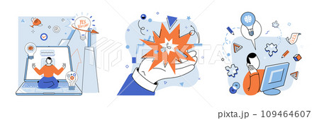 Idea generation vector illustration. Creative thinking, fertile soil where seeds idea generation take root The symphony achievement resonates with harmonies idea generation and progress Idea 109464607