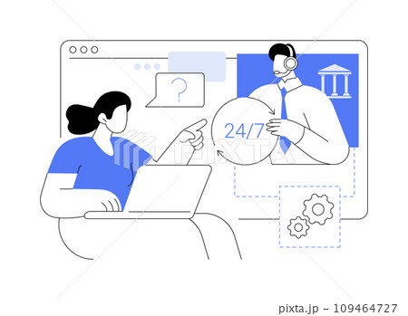 24 for 7 banking support isolated cartoon vector illustrations. 24 for 7 banking support isolated cartoon vector illustrations. 109464727