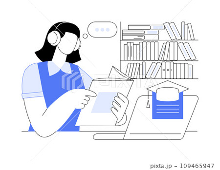 Study in a library isolated cartoon vector illustrations. 109465947