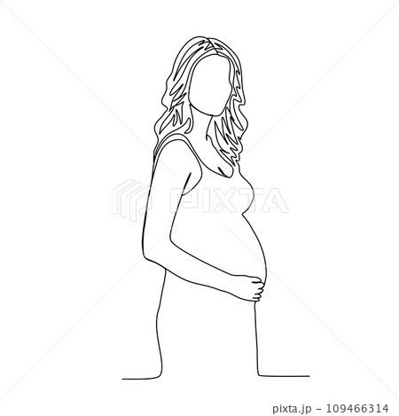 Pregnant woman one line drawing vector illustration. Pregnant woman one line drawing vector illustration. 109466314