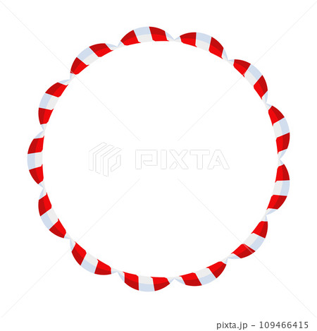 Christmas Candy Cane Frame. Striped ribbon circle sticker. 109466415
