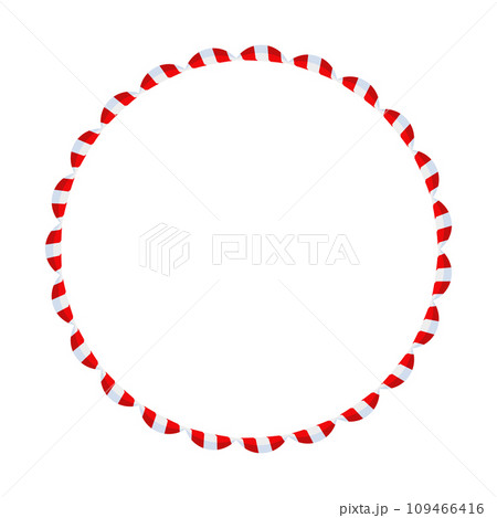 Christmas Candy Cane Frame. Striped ribbon circle sticker. 109466416