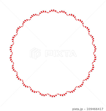 Christmas Candy Cane Frame. Striped ribbon circle sticker. 109466417