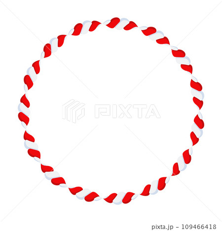 Christmas Candy Cane Frame. Striped ribbon circle sticker. 109466418