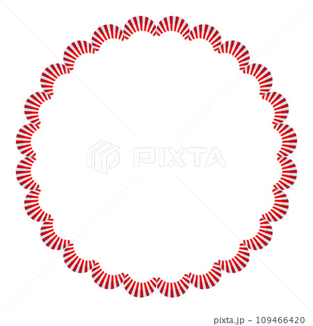 Christmas Candy Cane Frame. Striped ribbon circle sticker. 109466420