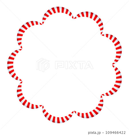 Christmas Candy Cane Frame. Striped ribbon circle sticker. 109466422