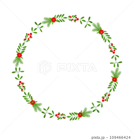Christmas round floral wreath frame. Winter holiday decoration 109466424