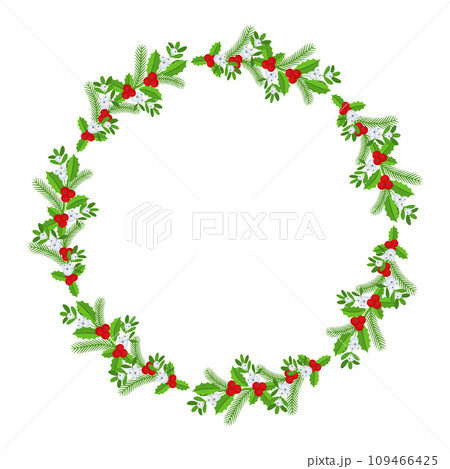 Christmas round floral wreath frame. Winter holiday decoration 109466425