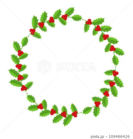 Christmas round floral wreath frame. Winter holiday decoration 109466426