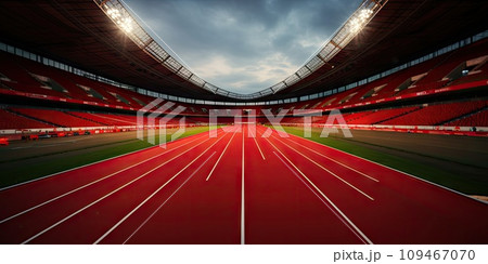 Red Stadium Coverage Texture, Treadmill Textured Background, Jogging Field Pattern, Rubber Crumb Track 109467070