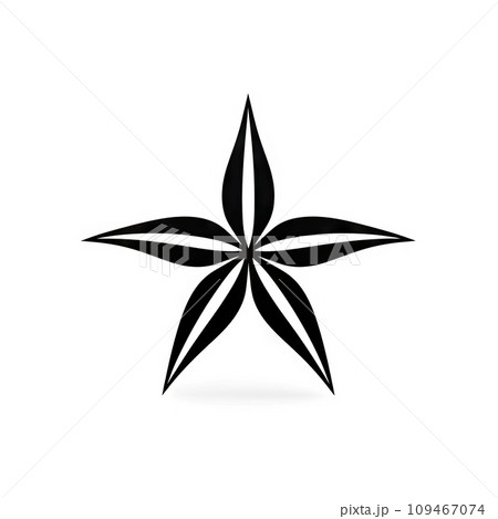 Starfish Icon, Star Shaped Echinoderm Marine Creature Black Logo, Seaside Fauna Zoo Habitat Isolated 109467074