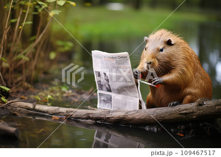 Capibara is reading the newspaper 109467517