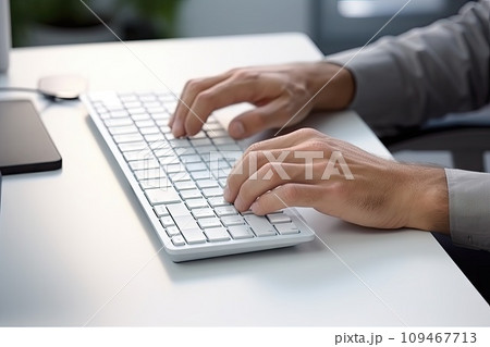 White Keyboard Keys, Macro Shot of Keyboard Buttons White Keyboard Keys, Macro Shot of Keyboard Buttons 109467713