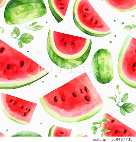Watercolor Watermelon Background Seamless Pattern, Aquarelle Water Melon, Creative Watercolor Fruit Watercolor Watermelon Background Seamless Pattern, Aquarelle Water Melon, Creative Watercolor Fruit 109467736