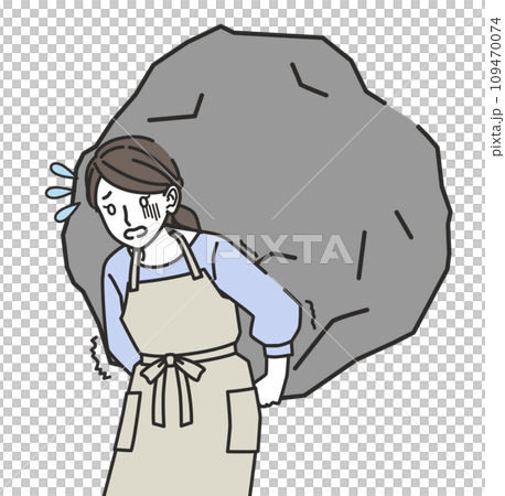 一個背負重擔的女人-插圖素材 [109470074] - PIXTA圖庫