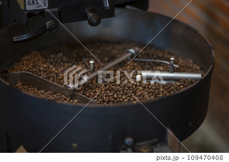 Coffee beans during the roasting process Coffee beans during the roasting process 109470408