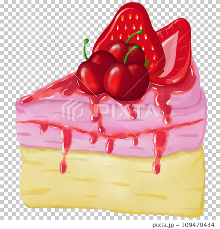 a piece of cake with berries on top 109470434