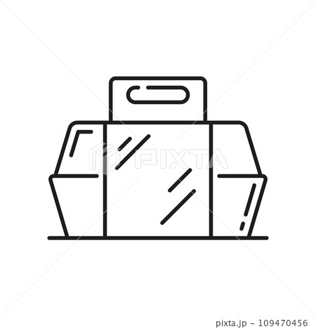 Food delivery container, takeaway package template isolated outline icon. Vector thin line kraft food container, cardboard lunch takeout box 109470456