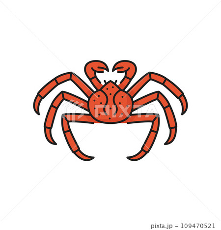 Fishing industry crab seafood outline icon. Fresh fish market, seafood shop or restaurant crustacean meals menu outline vector pictogram or symbol. Fishing company thin line icon or sign with red crab Fishing industry crab seafood outline icon. Fresh fish market, seafood shop or restaurant crustacean meals menu outline vector pictogram or symbol. Fishing company thin line icon or sign with red crab 109470521